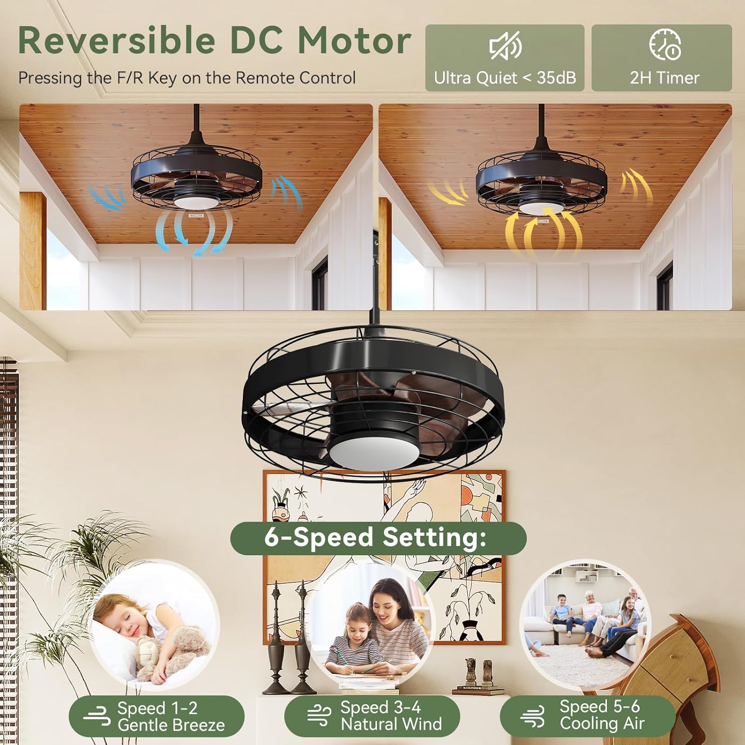AOXUN Gazebo Ceiling Fans with Lights and Remote