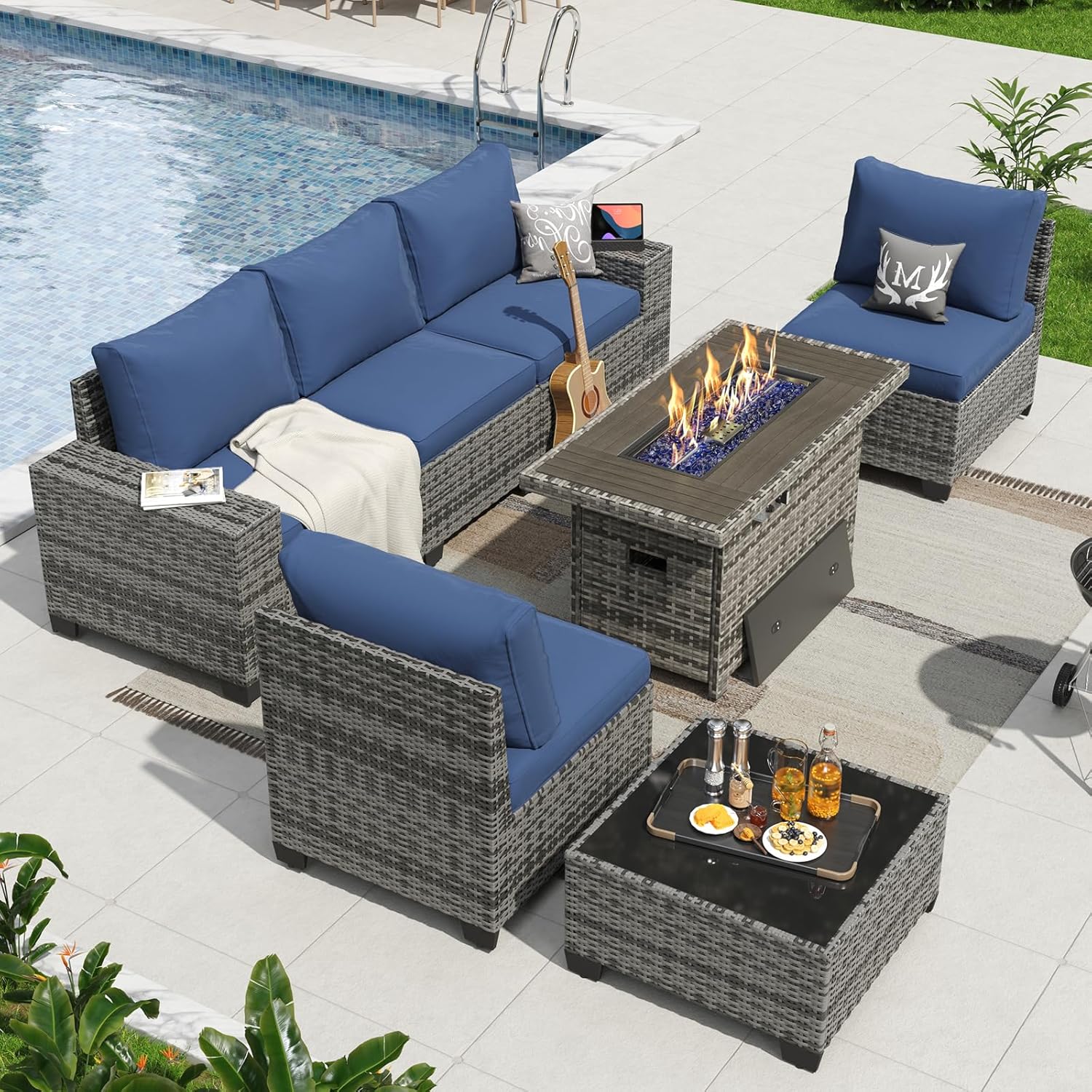 Aoxun 6 Pieces/7 Pieces Patio Furniture Set