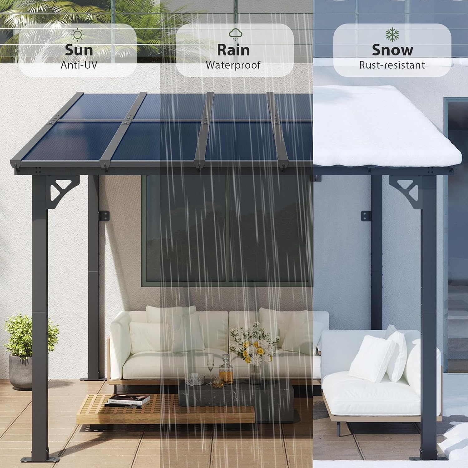 Polycarbonate Wall Mounted Lean To Gazebo