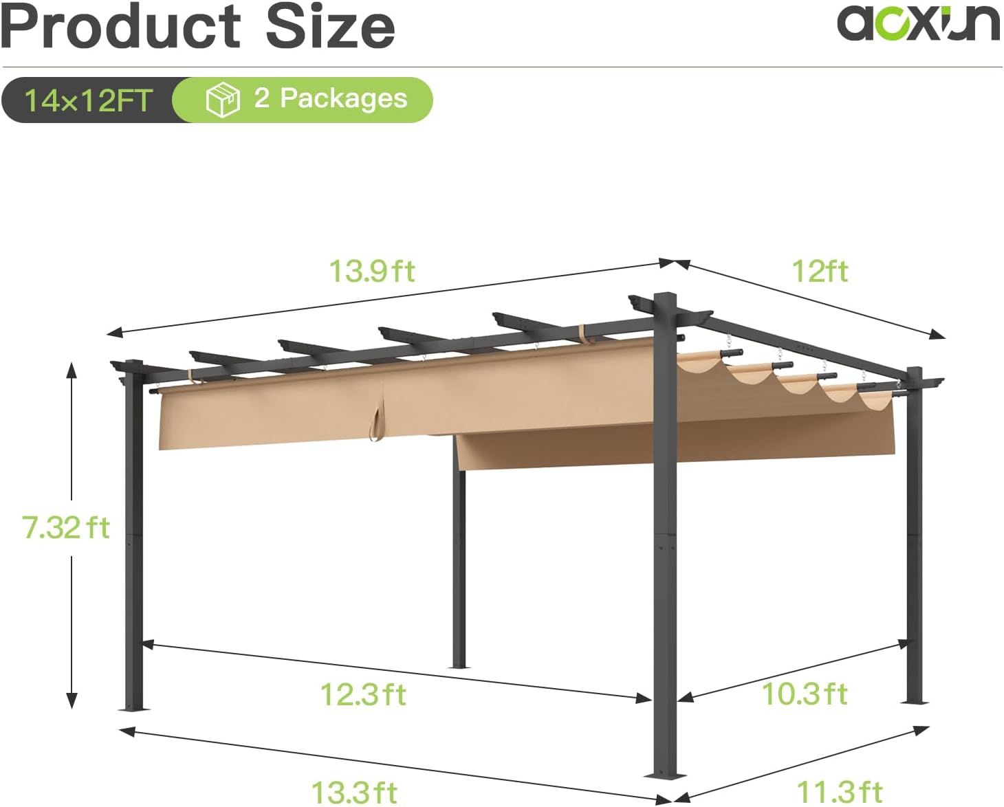 Retractable Pergola with Sun Shade Cover