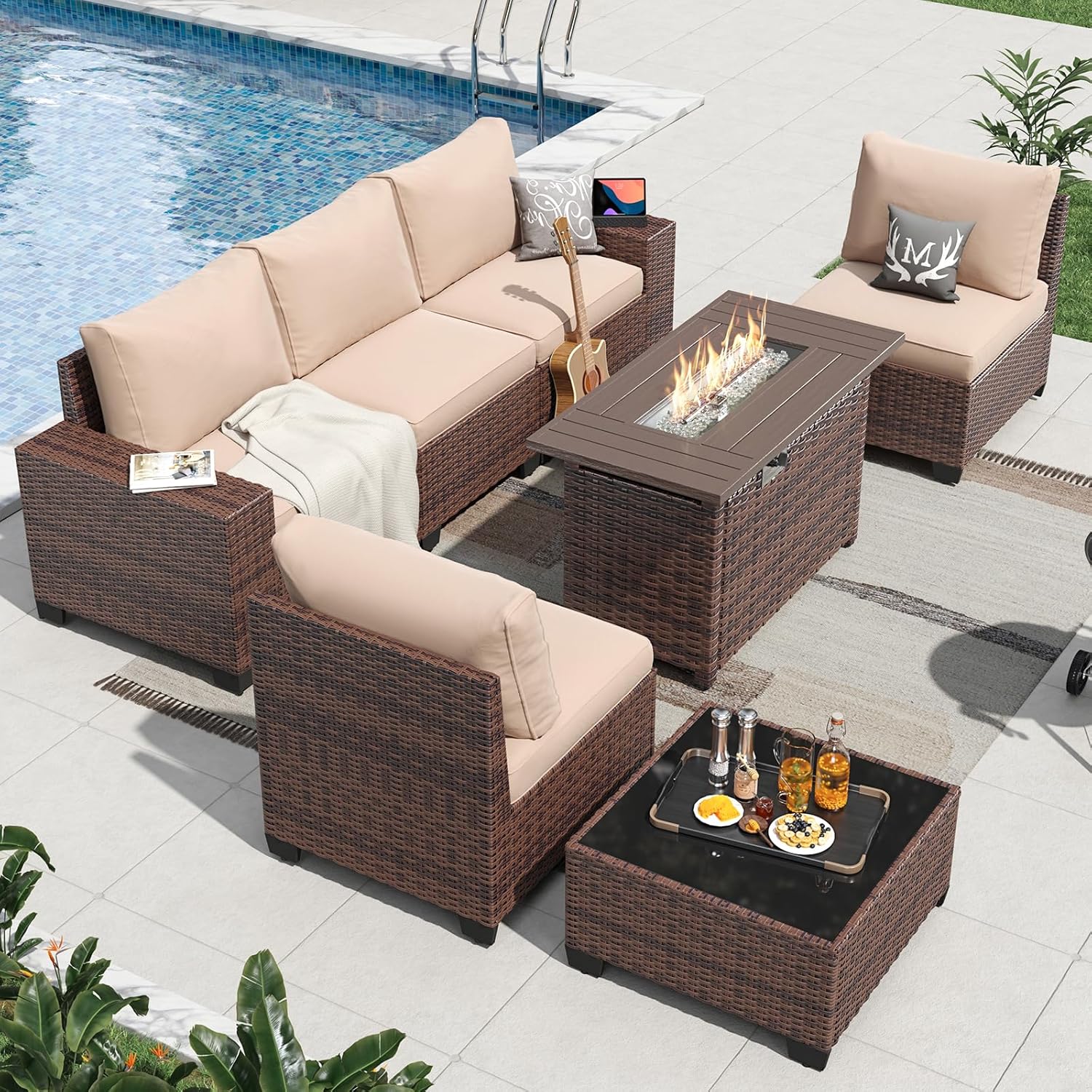 Aoxun 6 Pieces/7 Pieces Patio Furniture Set
