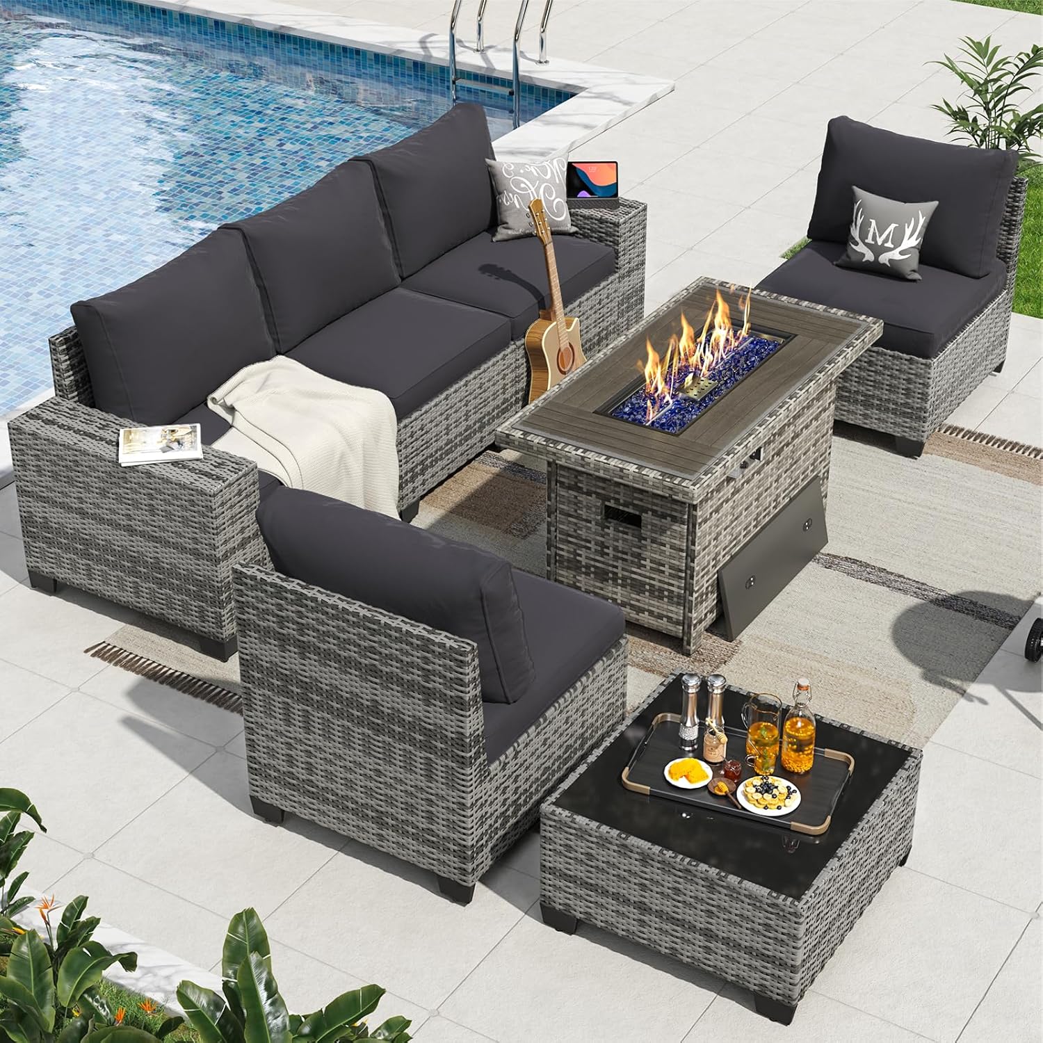 Aoxun 6 Pieces/7 Pieces Patio Furniture Set