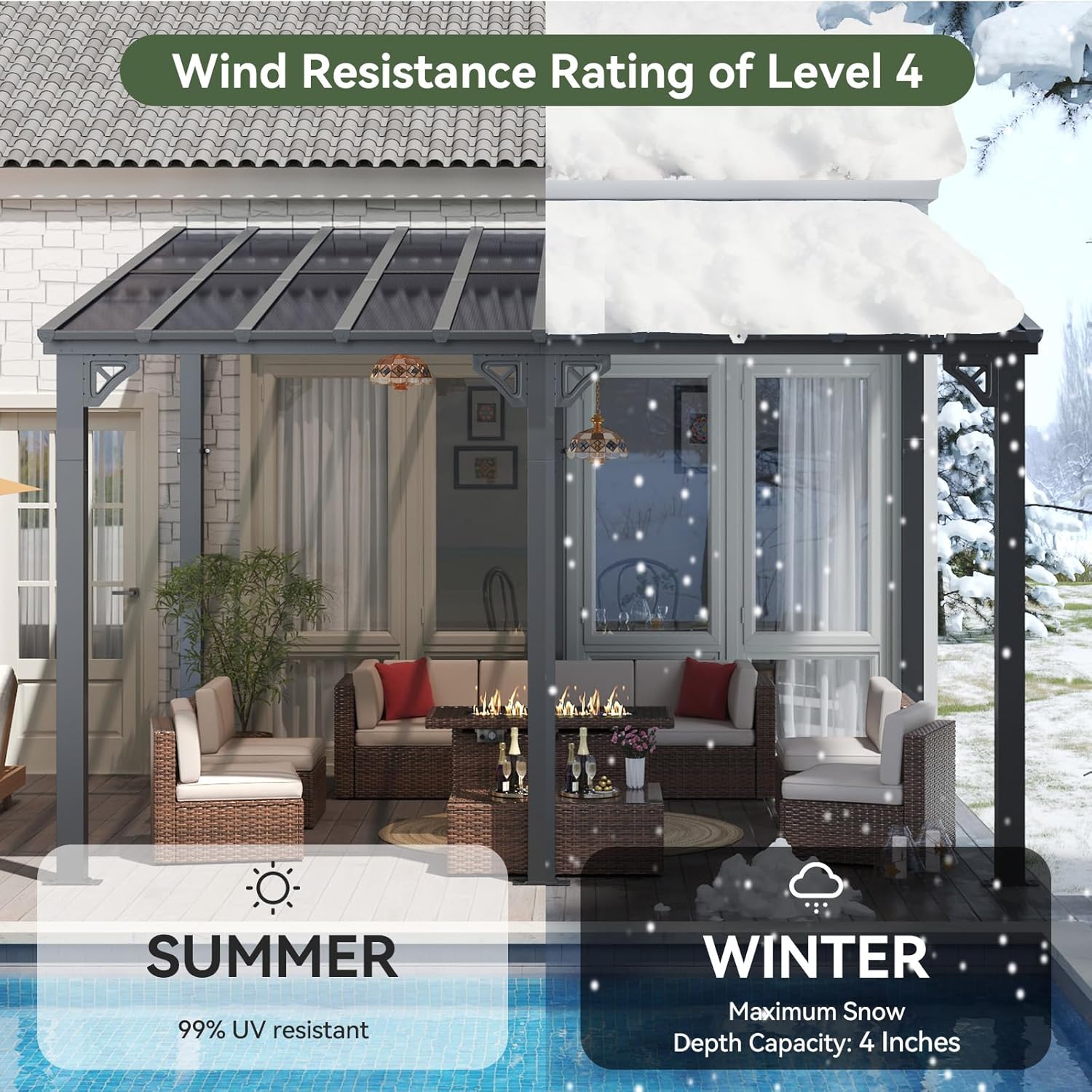 Polycarbonate Wall Mounted Lean To Gazebo