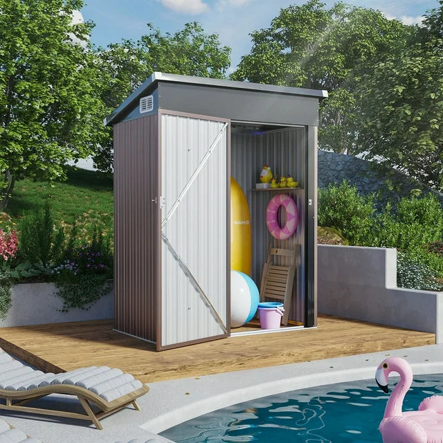 5' x 3' Outdoor Storage Shed, Metal Garden Shed with Lock Door, Tool Storage Shed for Backyard, Patio, Lawn