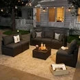 10 Piece Patio Furniture Set Wicker Rattan Patio Sectional Sofa Set Outdoor Seating Furniture with 4'' Thickened Cushion, Black (Include Waterproof Cover)