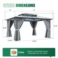 Clouddwell 12'x14' Hardtop Gazebo - Polycarbonate Double Roof with Netting & Curtains for Patio, Garden Sun Protection,Gray