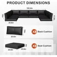 Aoxun Outdoor Replacement Cushions for Patio Furniture, Deep Seat Outdoor Cushions for 6-Seat Wicker Sectional, 14-Piece Water-Repellent Cushion for L-Shape Couch