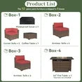 12 Piece Patio Furniture Set with 44” Fire Pit Table Wicker Rattan Outdoor Sectional Sofa Set with Coffee Table and 4” Thickened Cushions, Red (Waterproof Cover Included)