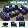 Clouddwell 10-Piece Patio Furniture Set on Sale, Black Rattan Wicker Outdoor Sectional Sofa Couch with Table Patio Conversation Set for Lawn& Backyard,Blue