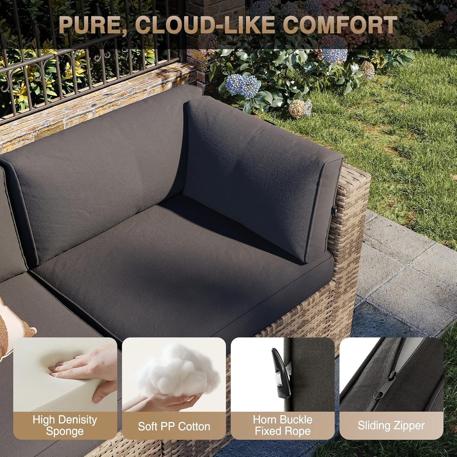 7 pcs Patio Wicker Sofa Sets