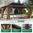 Clouddwell 12'x16' Hardtop Gazebo - Polycarbonate Double Roof with Netting & Curtains for Patio, Garden Sun Protection,Browm