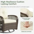 Aoxun 3 Pieces Patio Furniture Set, Patio Swivel Rocker Chairs Set of 2, Wicker Outdoor Bistro Set with Rocking Chair, Thickened Cushions and Table for Porch (Beige)