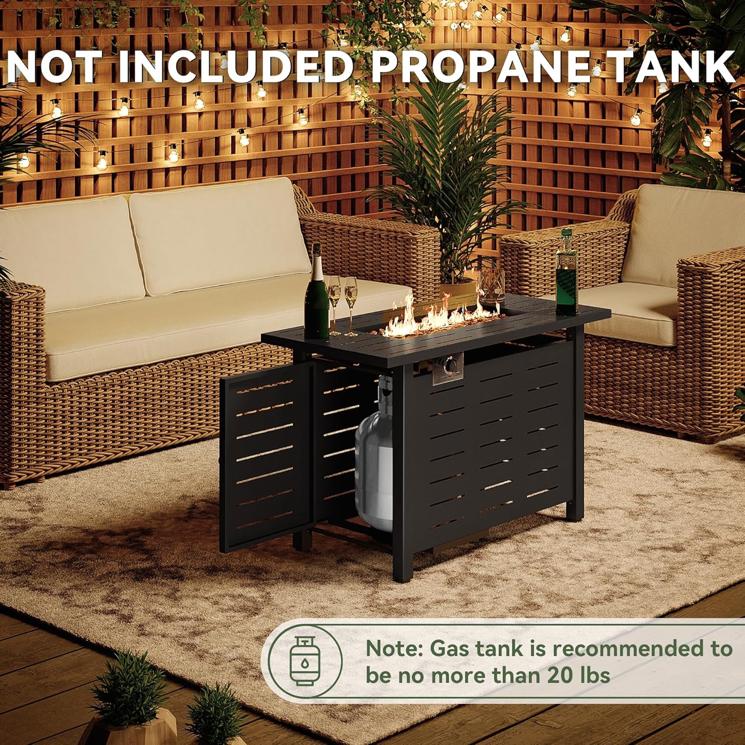 Steel Propane Fire Pit Table, 50,000 BTU
