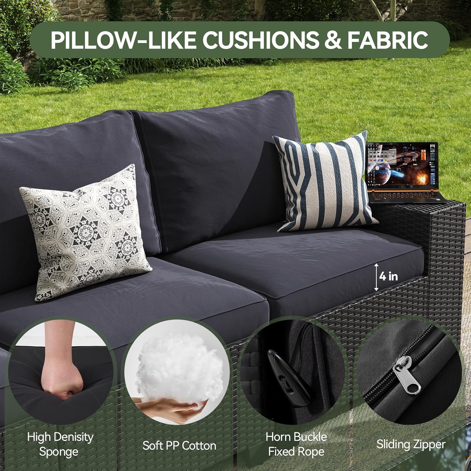 Patio Furniture Set 6 Pcs7Pcs/w Firepit9 Pcs Sofa