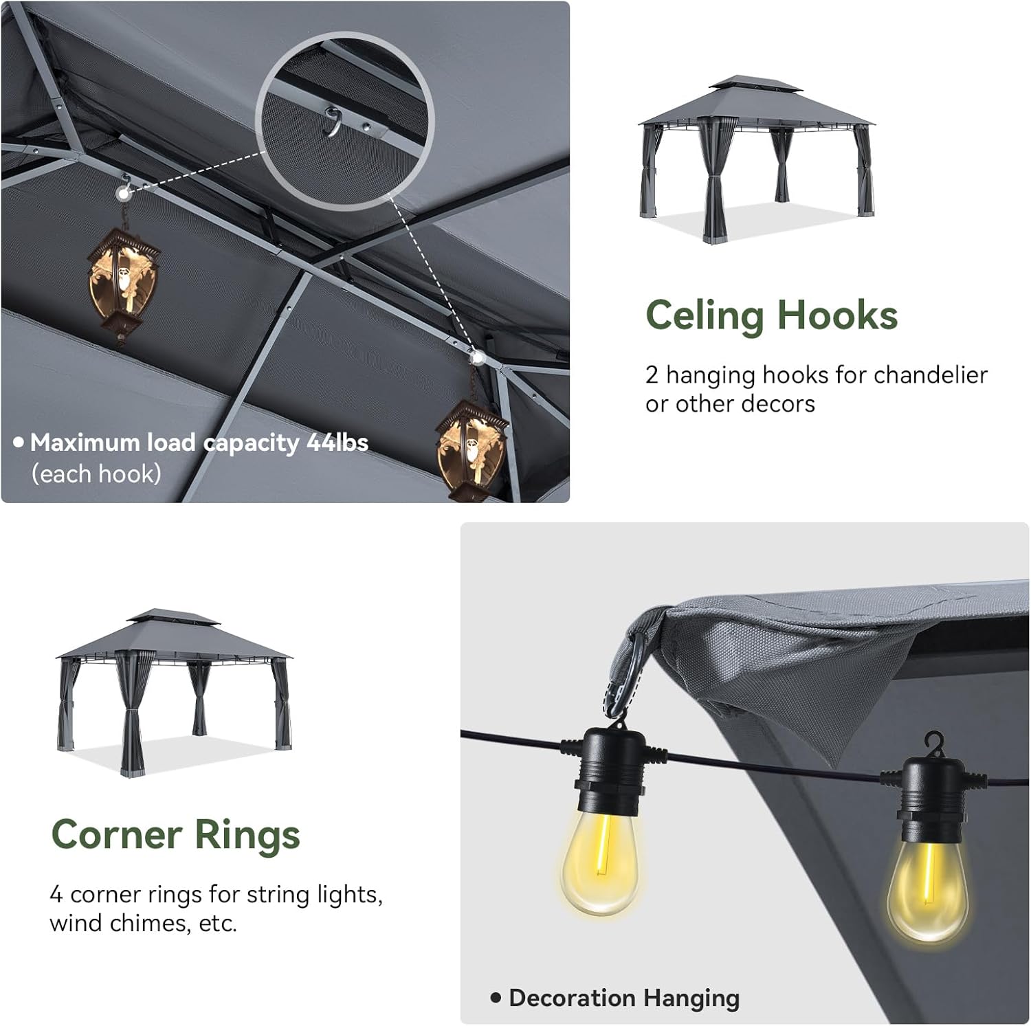 Soft Top Metal Frame Gazebo with Double Roofs