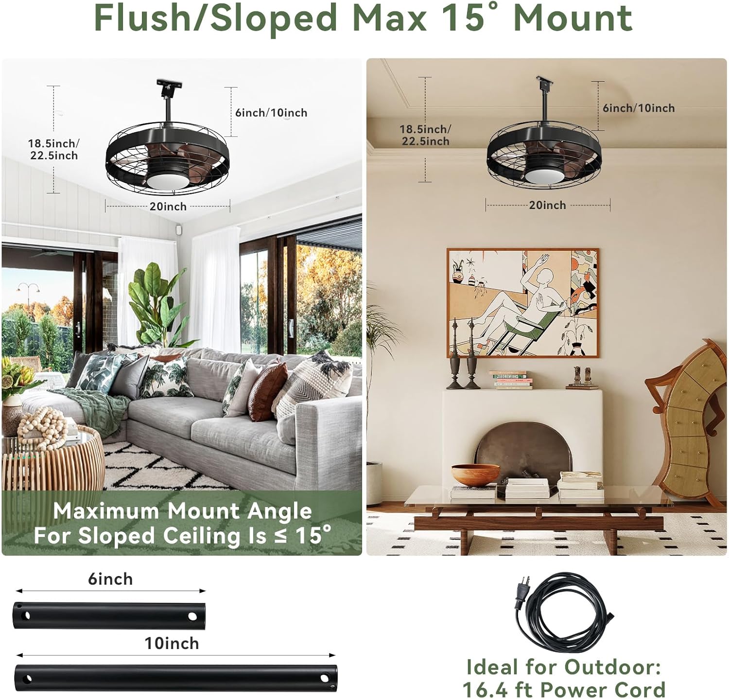 AOXUN Gazebo Ceiling Fans with Lights and Remote
