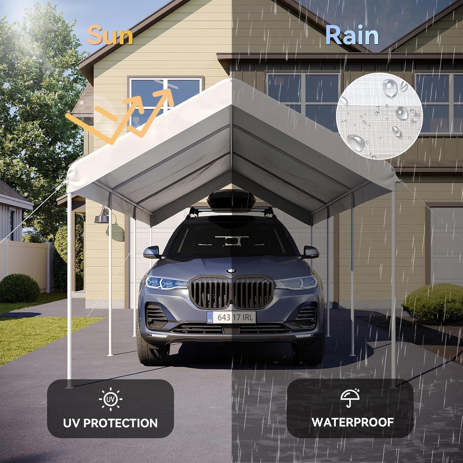 10x20x9 FT Portable Carport Tent with Reinforced Structure