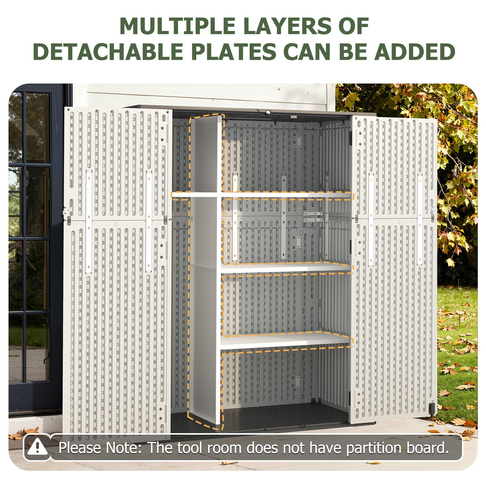 Aoxun 61 Cu.Ft Outdoor Storage Shed, Widened Outdoor Storage Cabinet Waterproof Vertical Resin Shed with Floor for Patio, Garden Tools, Pool Equipment, Easy to Assemble (White)