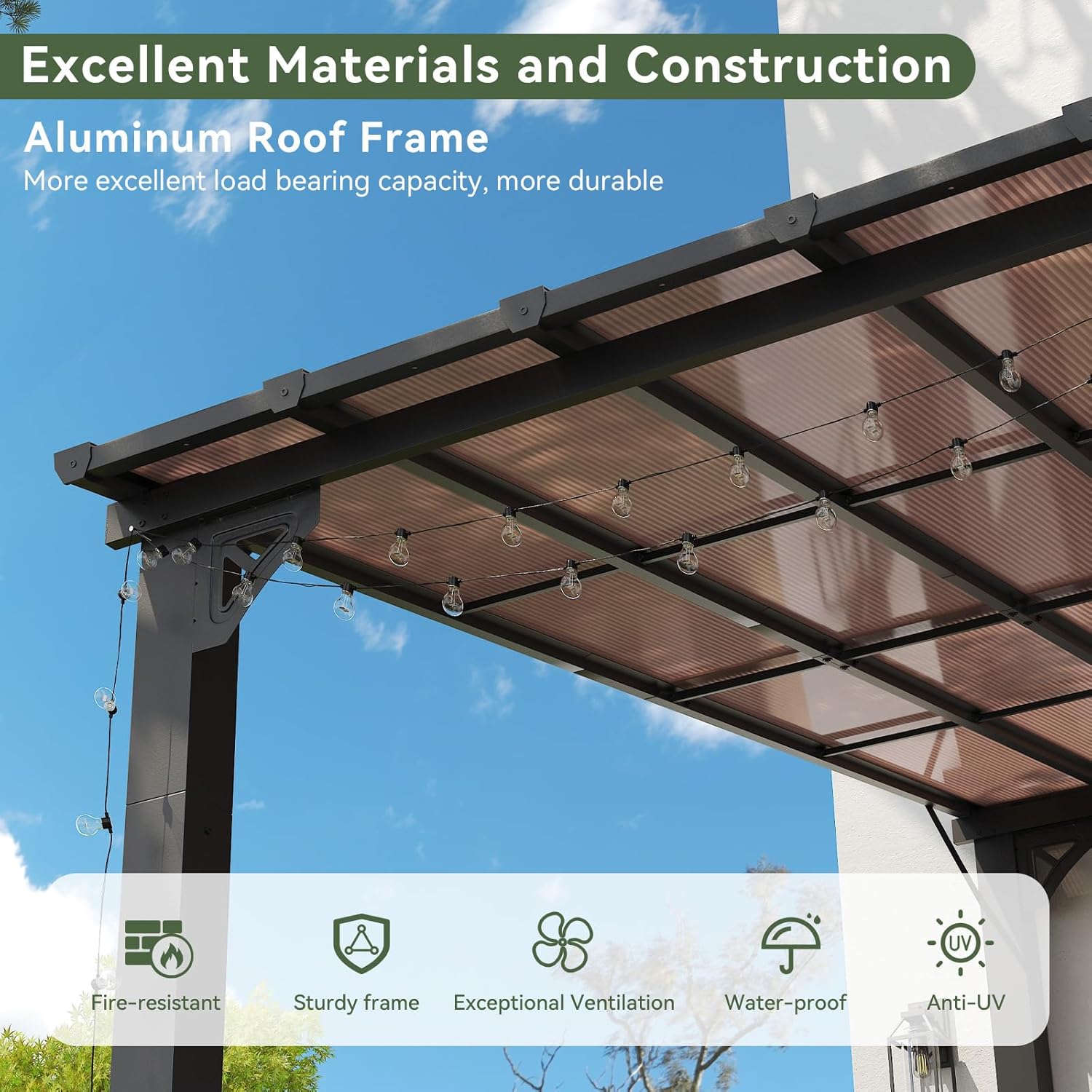 Polycarbonate Wall Mounted Lean To Gazebo