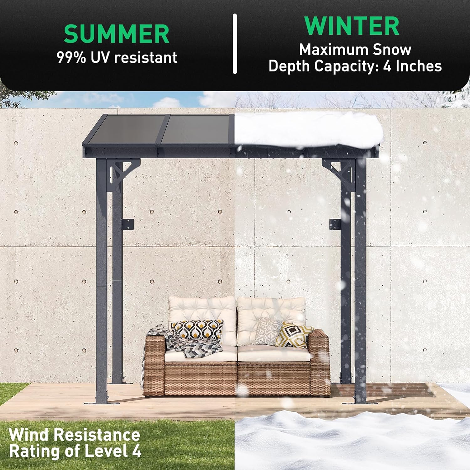 Polycarbonate Wall Mounted Lean To Gazebo
