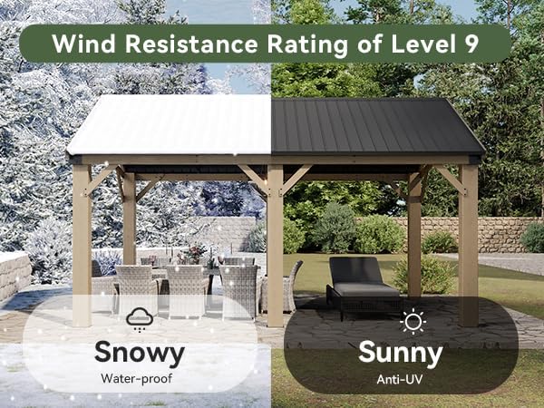 Cedar Wood Pavilion Gazebo with Gable Roof