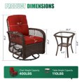 Clouddwell 3 Piece Patio Furniture Set Wicker Rattan Patio Conversation Set Outdoor Sectional Sofa Set with Coffee Table and Red Cushions