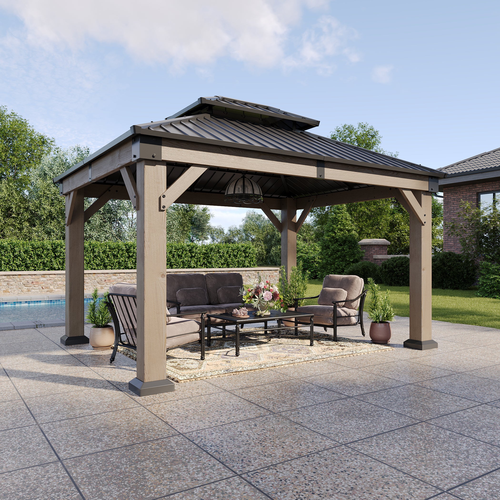 Hardtop Cedar Wood Gazebo