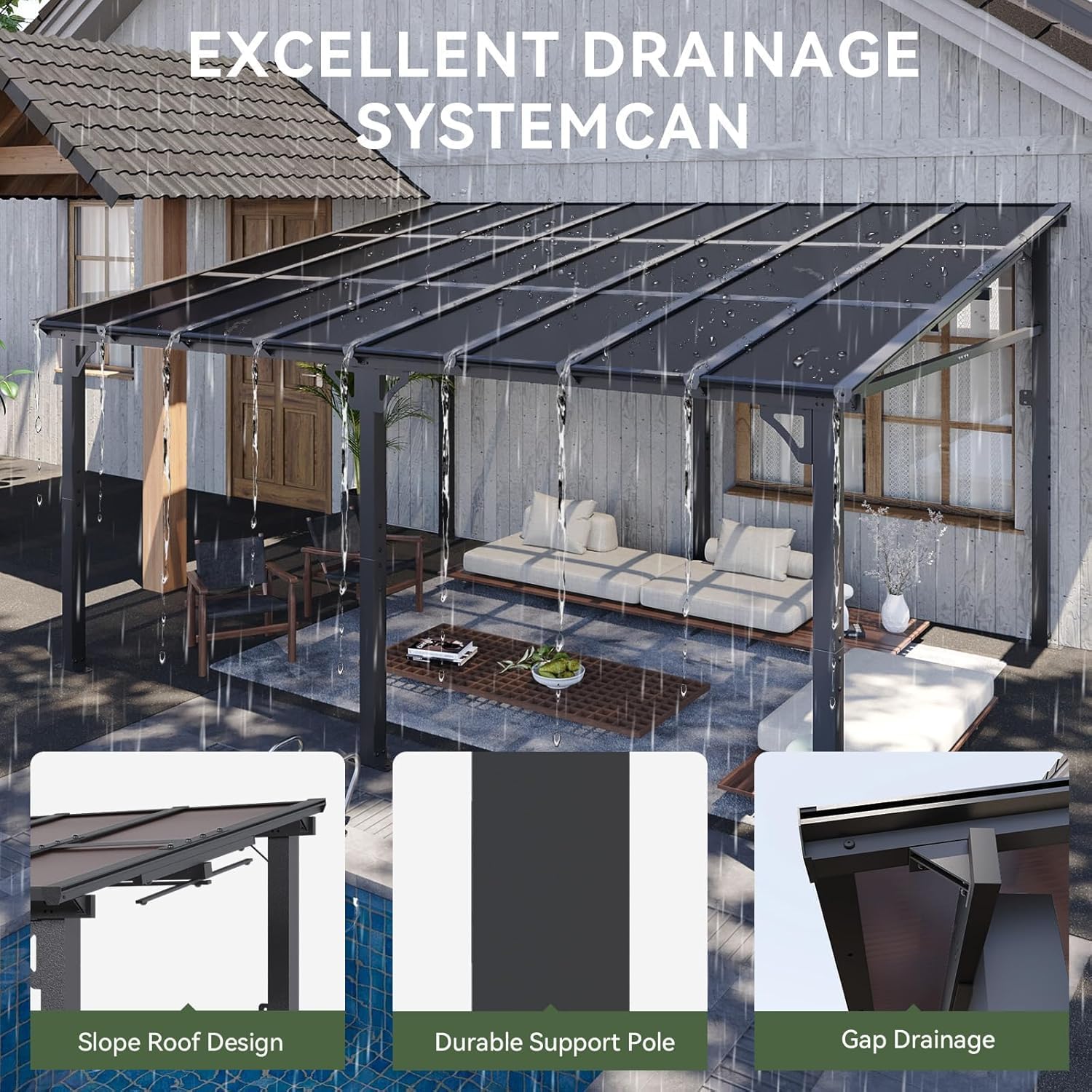 Polycarbonate Wall Mounted Lean To Gazebo