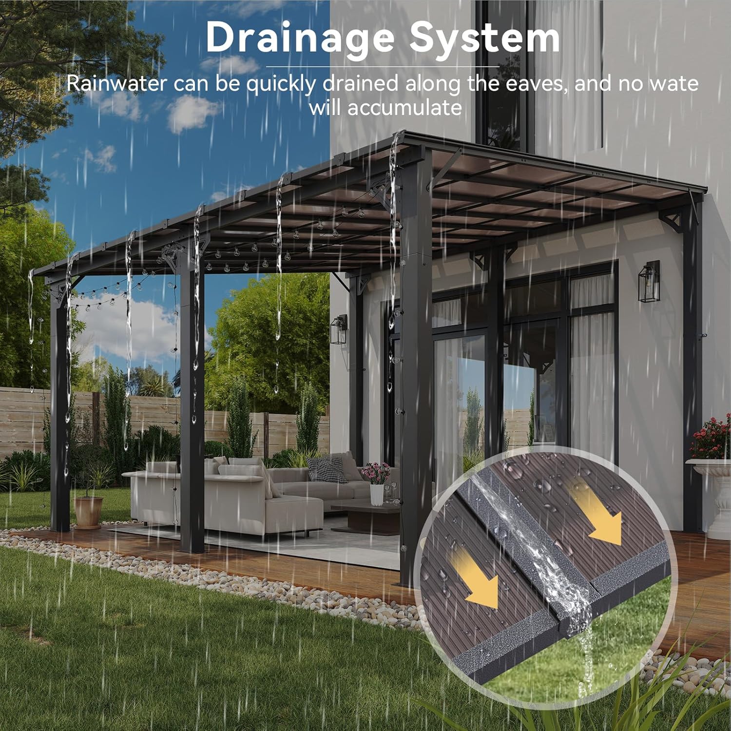 Polycarbonate Wall Mounted Lean To Gazebo