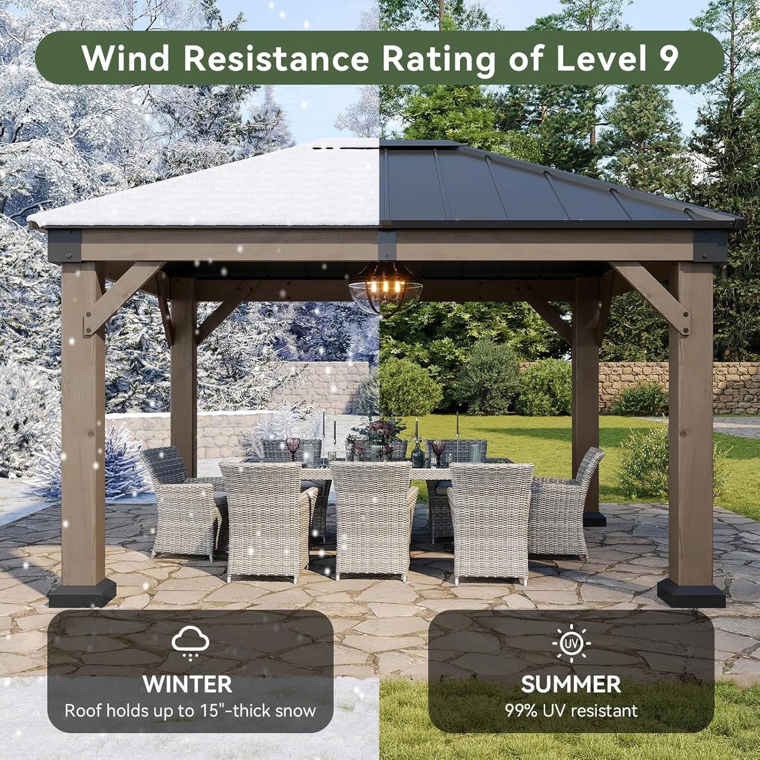 AOXUN Cedar Wooden Gazebo