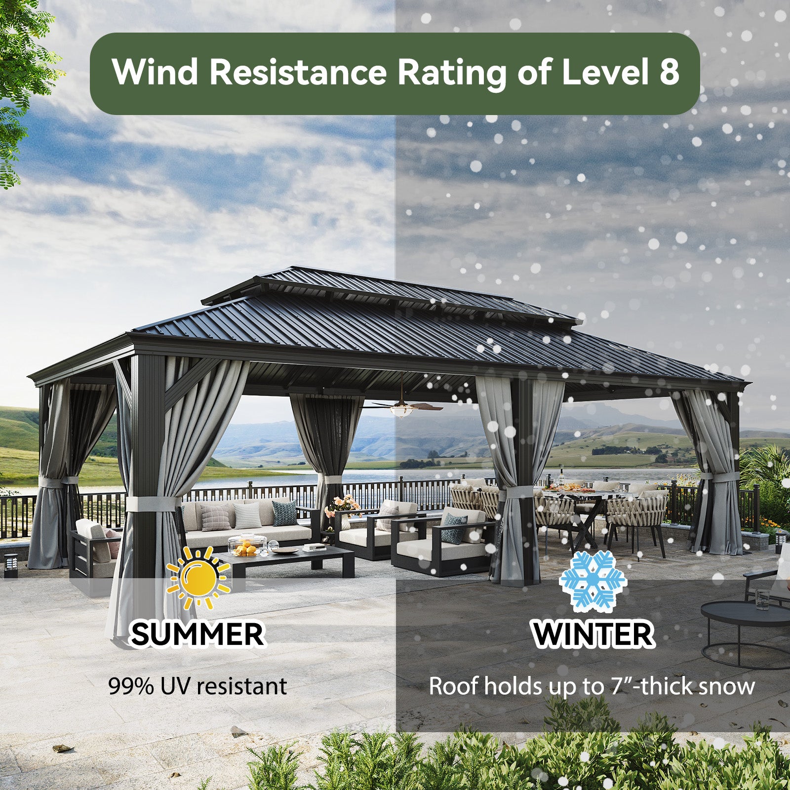Hardtop Aluminum Gazebo with Rain Gutter