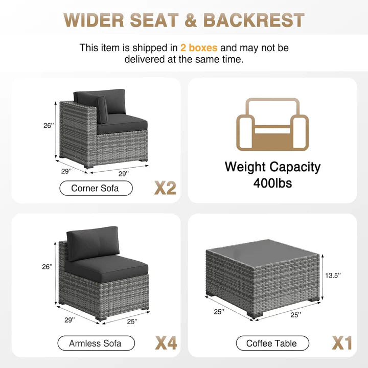 7 pcs Patio Wicker Sofa Sets