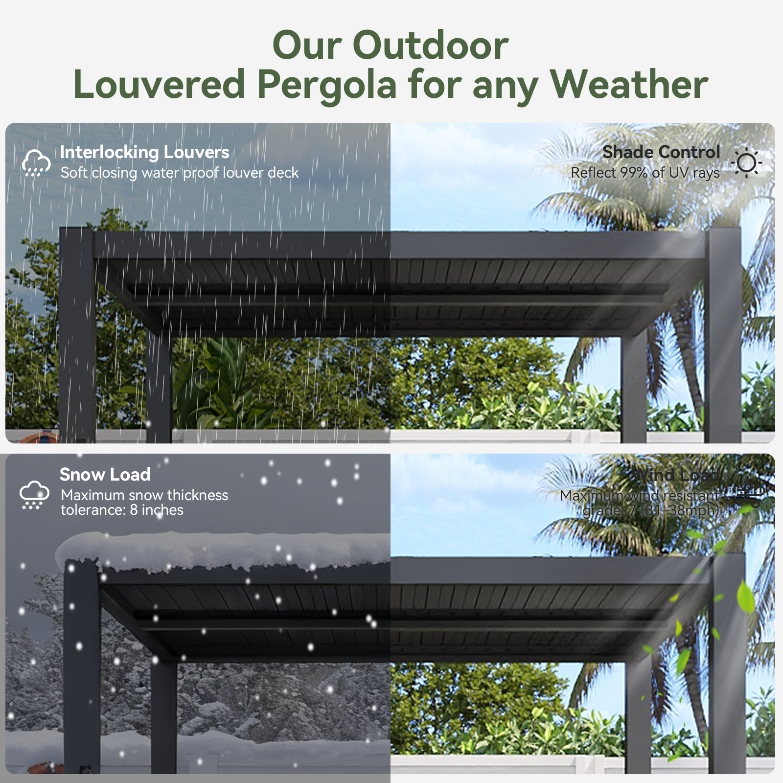Aoxun 10' x 10' Louvered Pergola