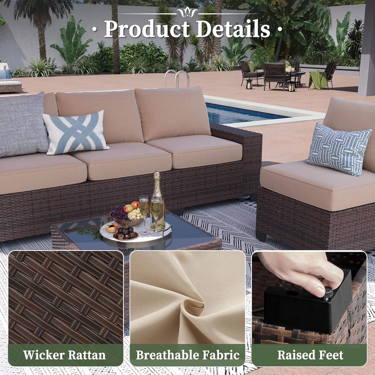 Aoxun 6 Pieces/7 Pieces Patio Furniture Set