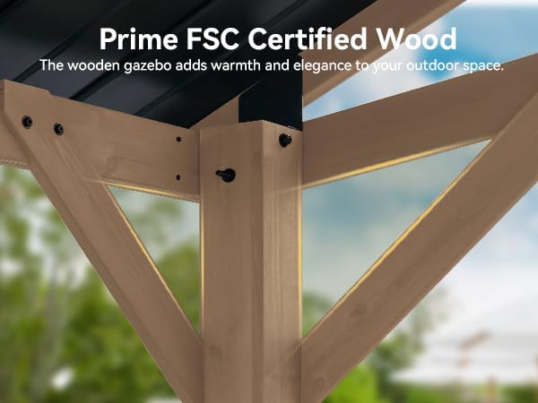Cedar Wood Pavilion Gazebo with Gable Roof