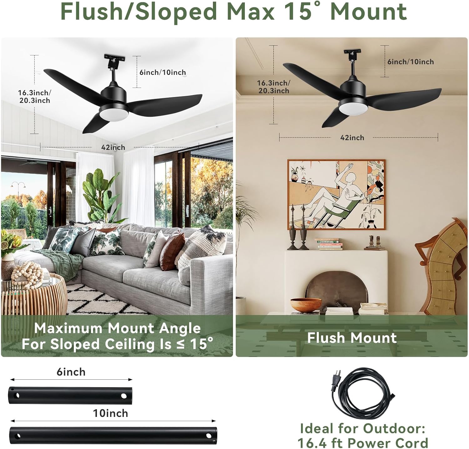 AOXUN Gazebo Ceiling Fans with Lights and Remote