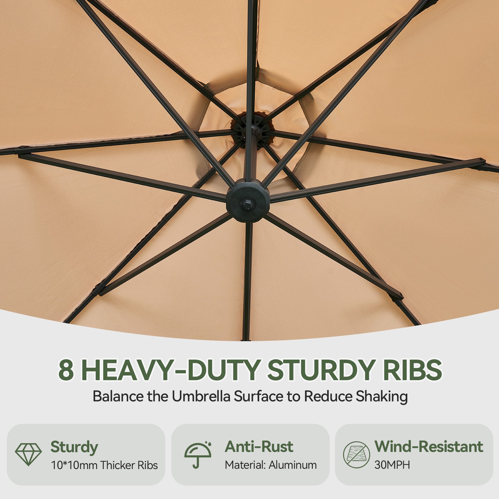 11' Aluminum Outdoor Offset Cantilever Umbrella with Base