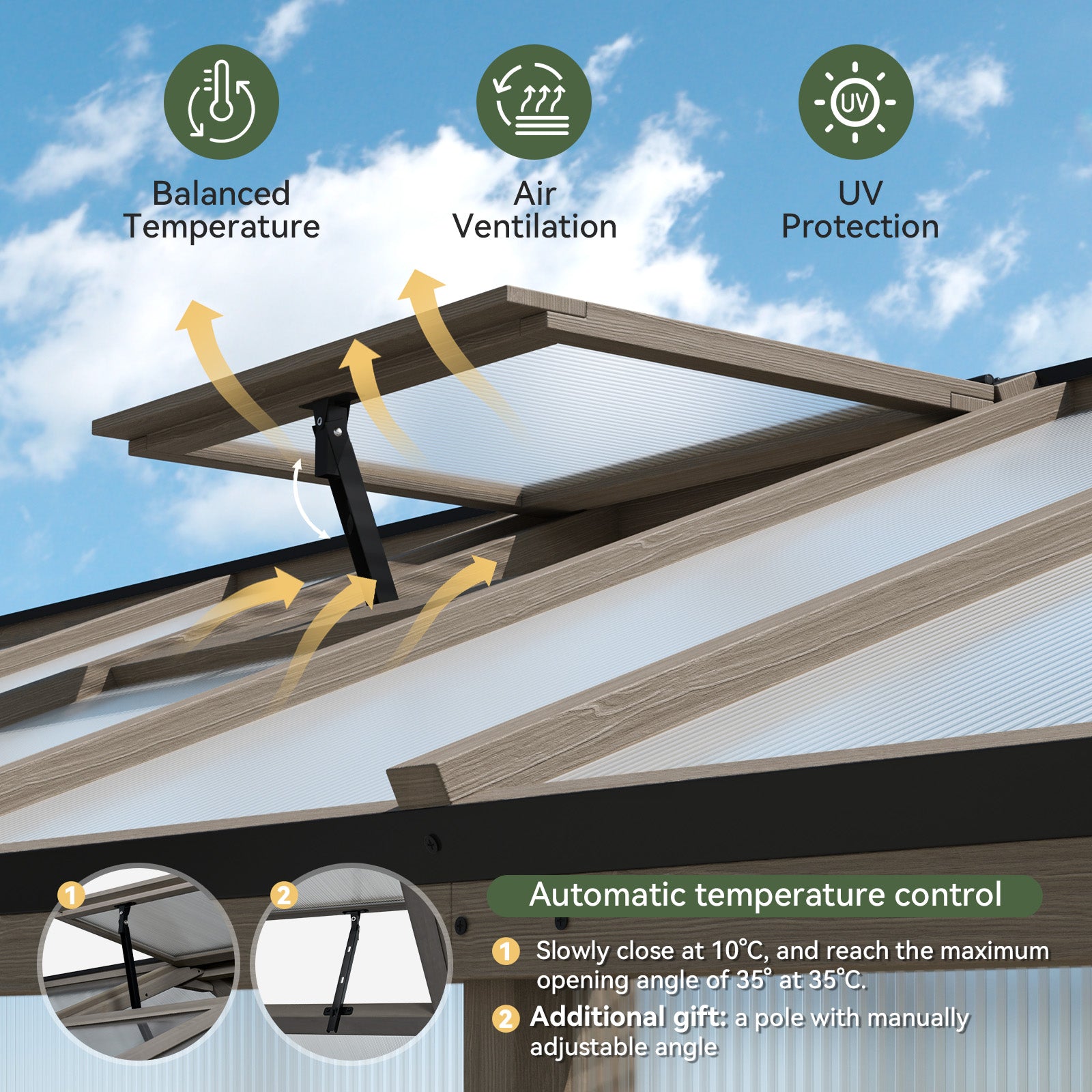 Aoxun 6x8 FT Wood Green House