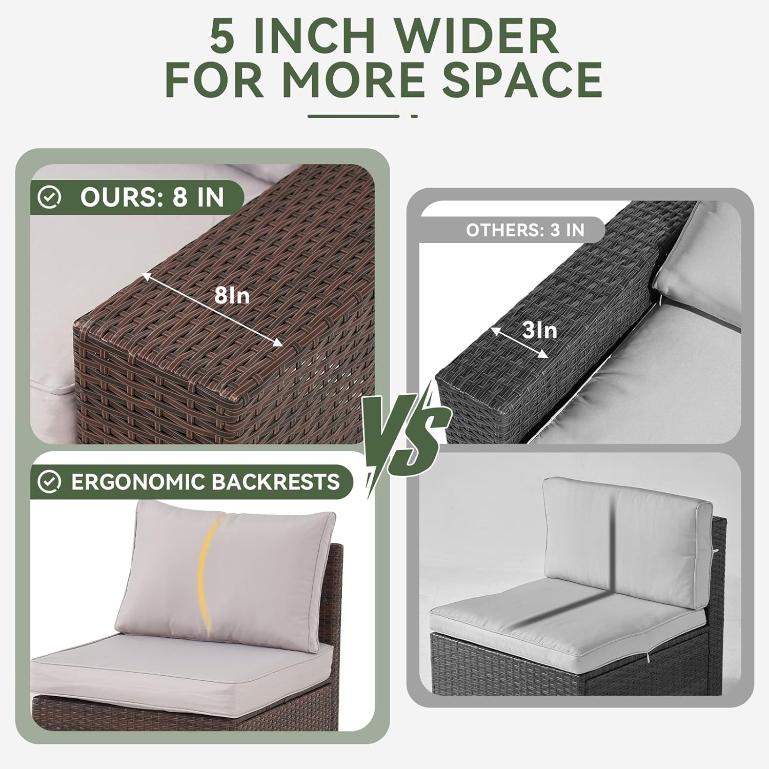 Aoxun Outdoor Furniture with 44'' Fire Pit, 7 Pcs Outdoor Patio Furniture Sets with 4in Thicken Cushion, Widen Armrests Wicker Outdoor Sectional for Backyard (Waterproof Cover Include)