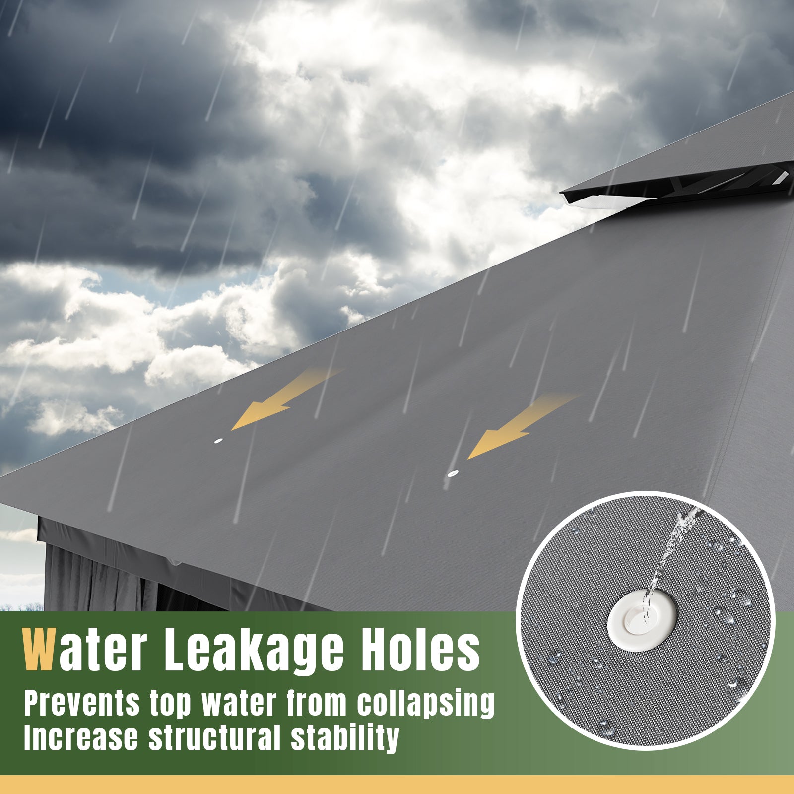 10'x13'Outdoor Gazebo,Double Roofs Metal Frame Canopy With Privacy Curtains For Backyard,Lawn,Garden,Gray