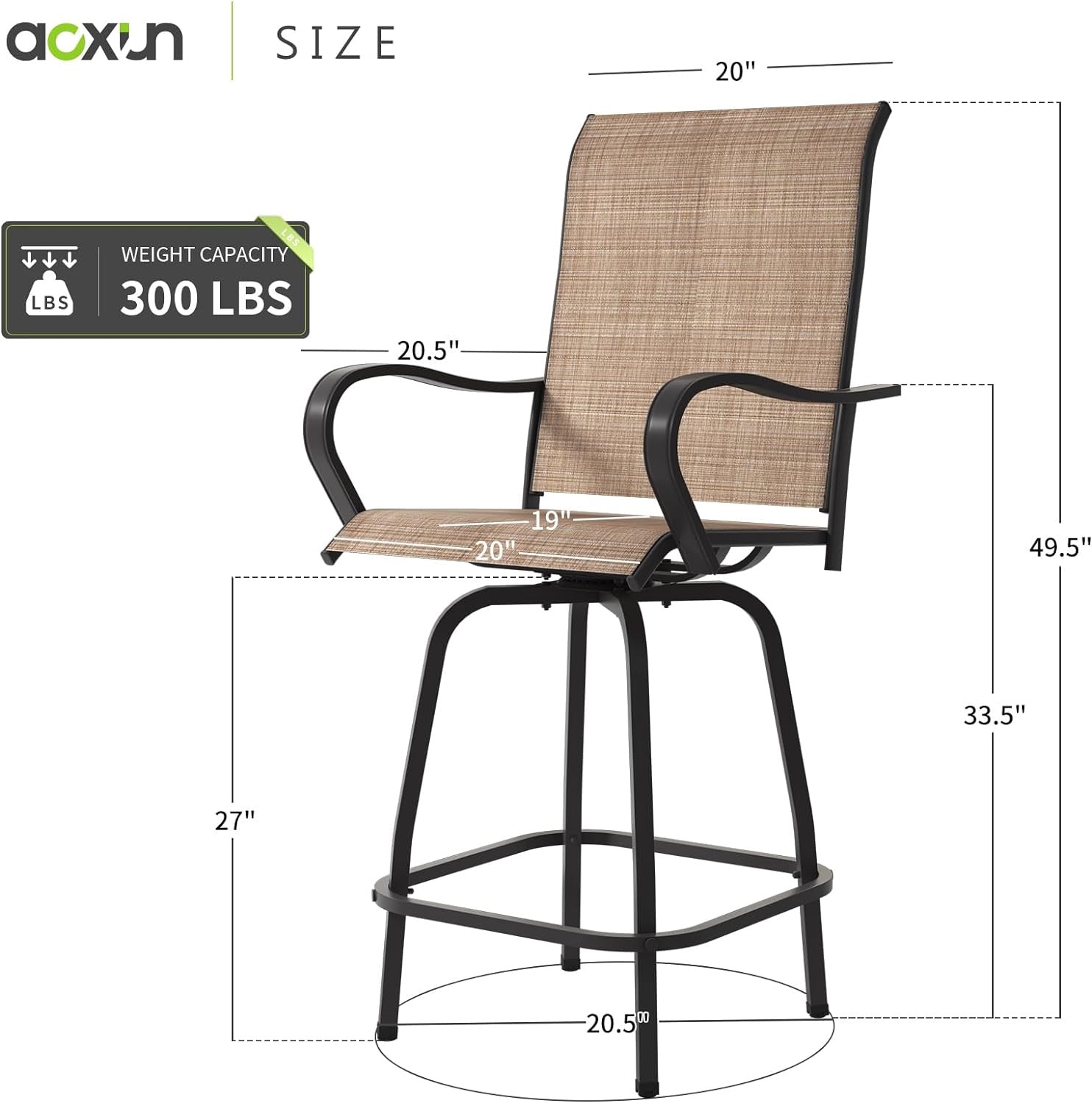 Outdoor Swivel Bar Stools Outdoor Patio Bar Set, Patio Furniture Set, Set of 2