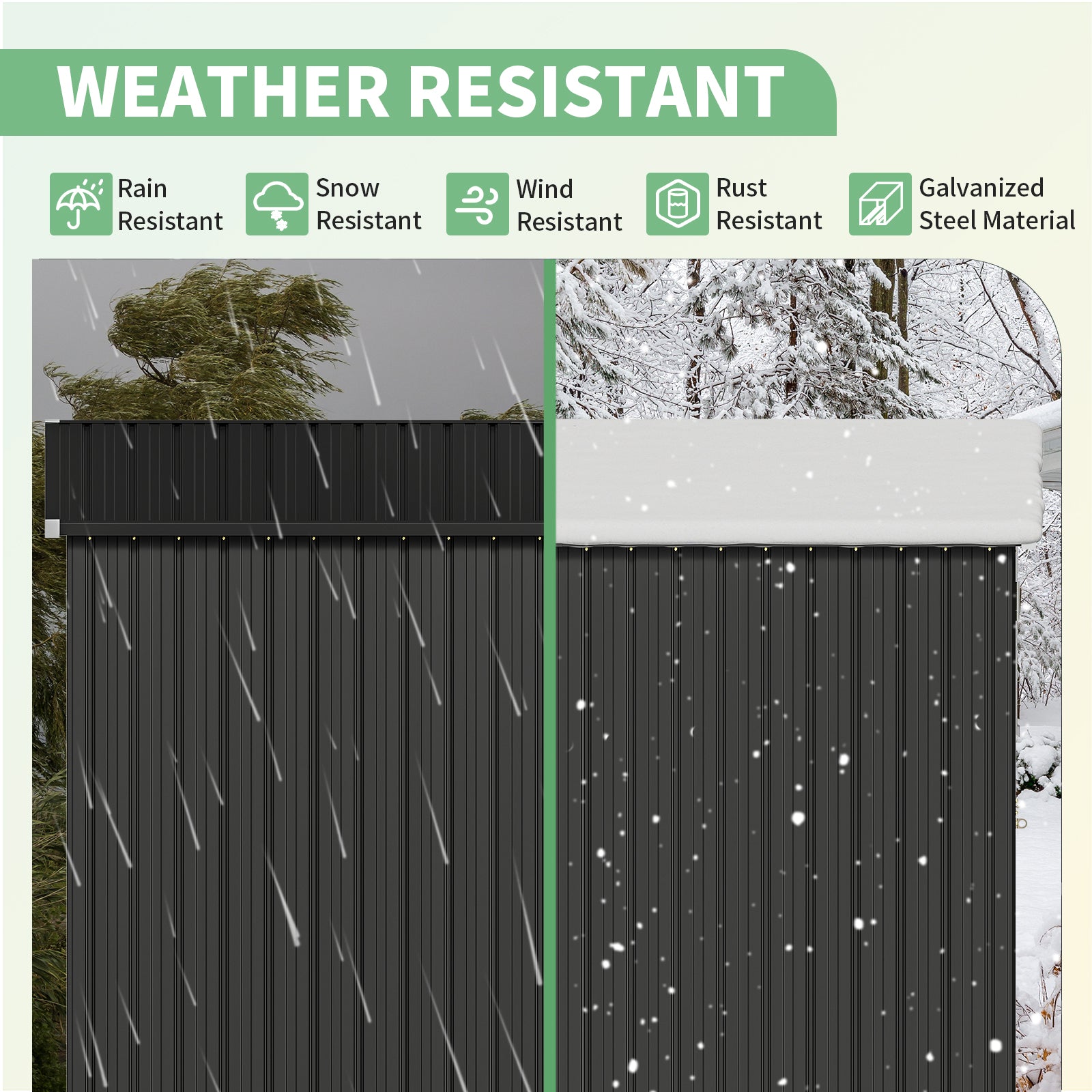 4' x 8' Metal Storage Shed, Outdoor Storage Lean-to Shed with Triple Lockable Door and Vents for Garden, Black