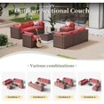 10 Piece Patio Furniture Set Wicker Rattan Patio Conversation Set Outdoor Sectional Sofa Set with Coffee Table and 4” Thickened Cushions, Red (Waterproof Cover Included)