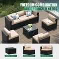 Clouddwell 7-Piece Patio Furniture Set on Sale, Black Rattan Wicker Outdoor Sectional Sofa Couch with Table Patio Conversation Set for Lawn& Backyard,Beige