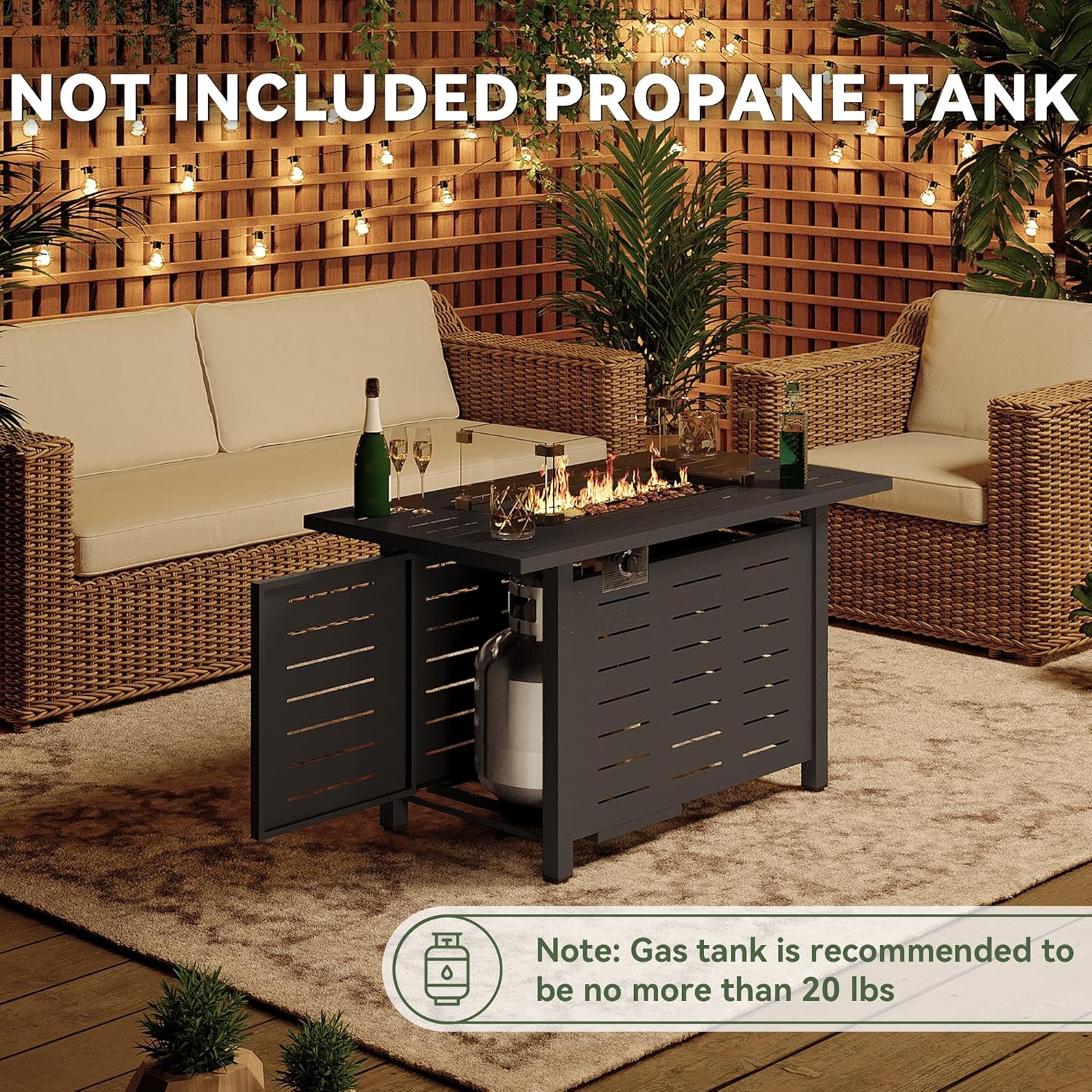 Steel Propane Fire Pit Table, 50,000 BTU