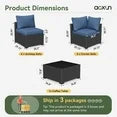 7 Piece Patio Furniture Set Wicker Rattan Patio Sectional Sofa Set Outdoor Seating Furniture with 4'' Thickened Cushion, Navy Blue (Include Waterproof Cover)