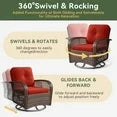 Aoxun 3 Pieces Patio Furniture Set, Patio Swivel Rocker Chairs Set of 2, Wicker Outdoor Bistro Set with Rocking Chair, Thickened Cushions and Table for Porch (Red)