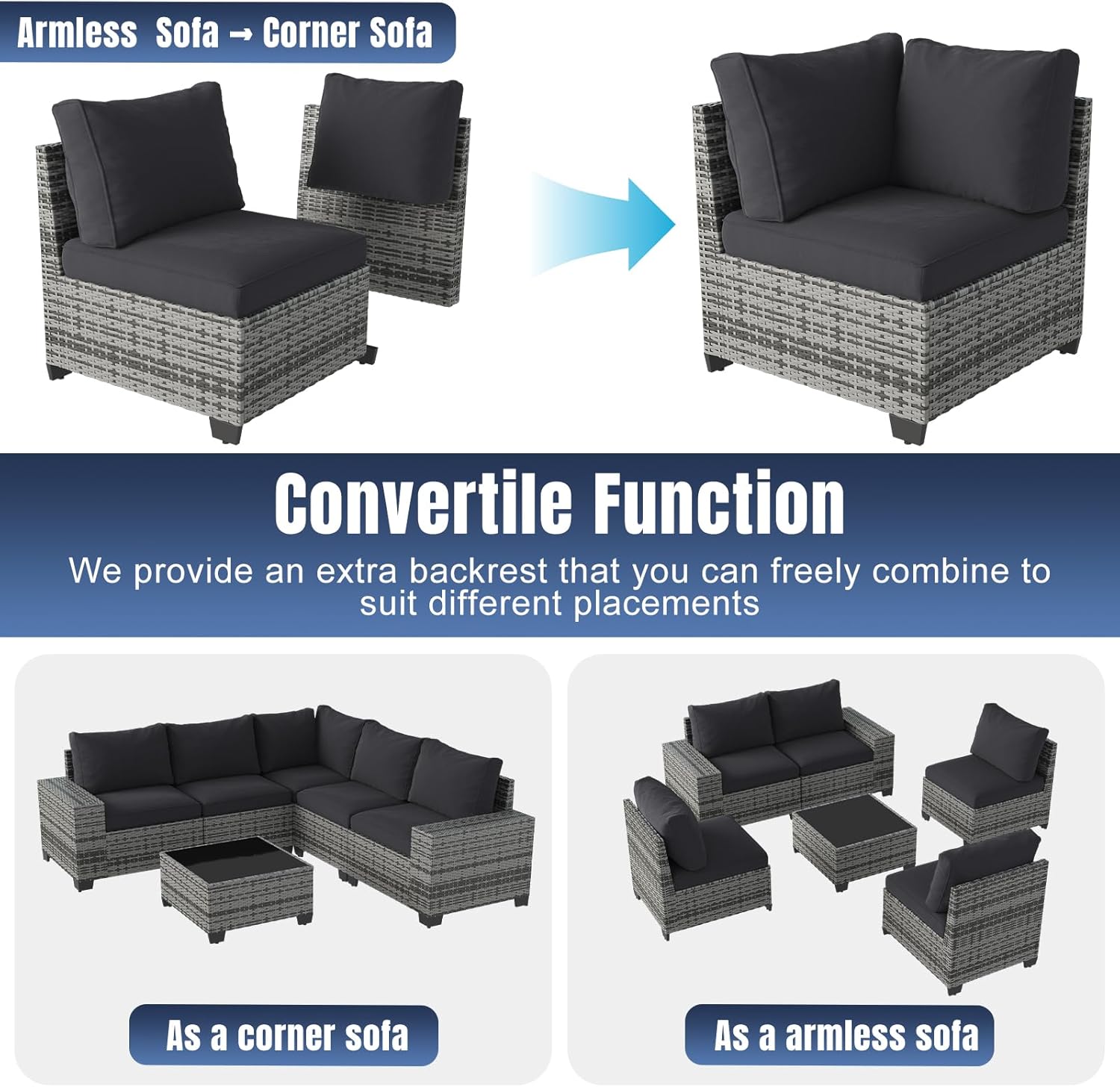 Aoxun 6 Pieces/7 Pieces Patio Furniture Set