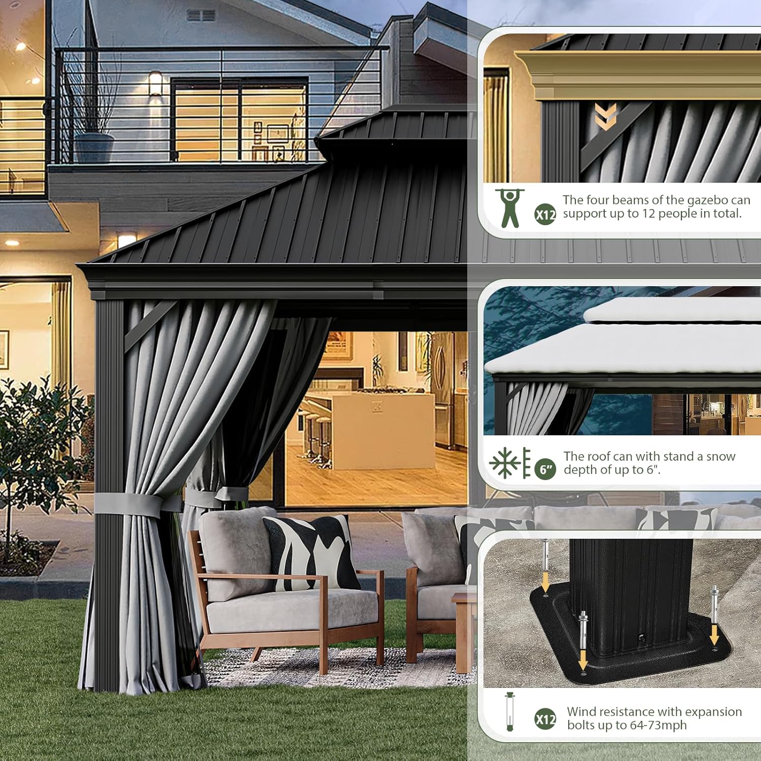 Hardtop Aluminum Gazebo with Rain Gutter