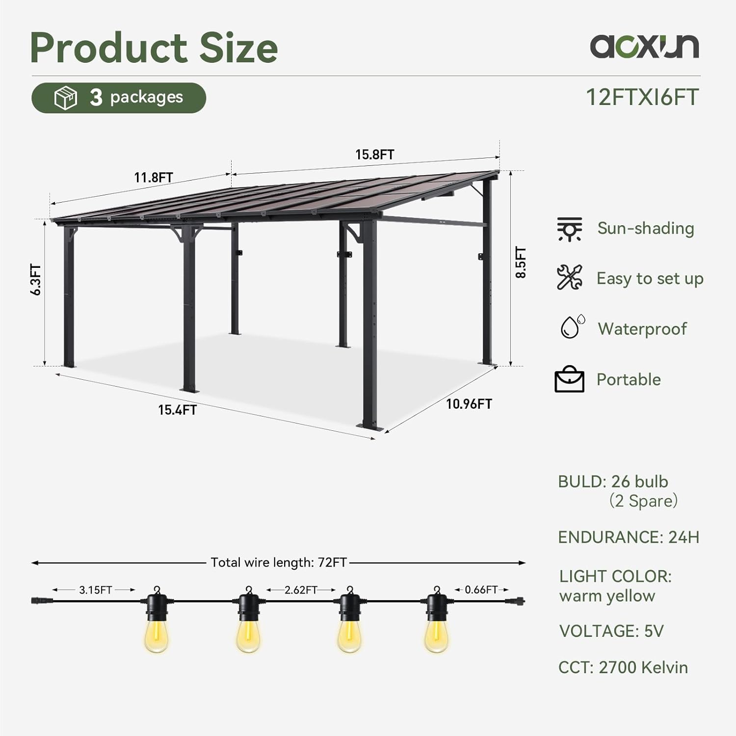Polycarbonate Wall Mounted Lean To Gazebo